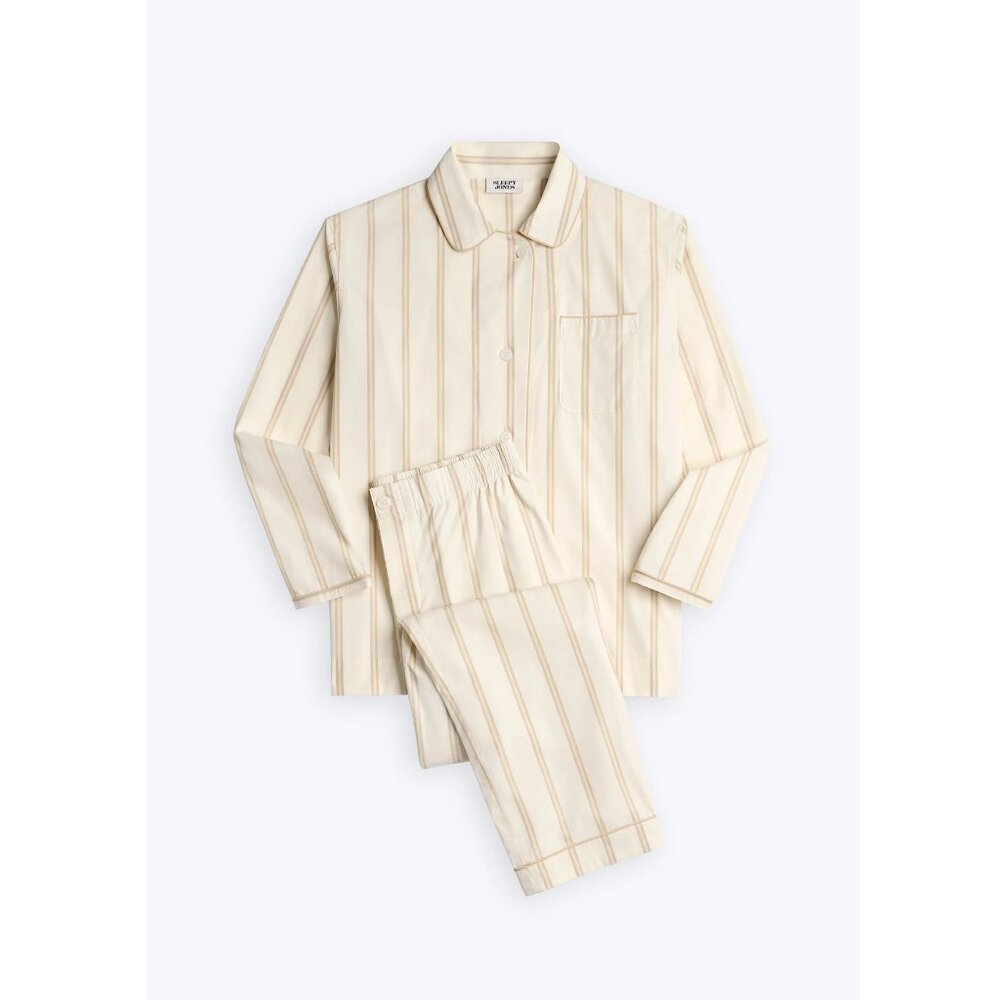*NWT* Sleepy Jones Bishop Pajama Set in Sand & Cream Stripe - SZ M